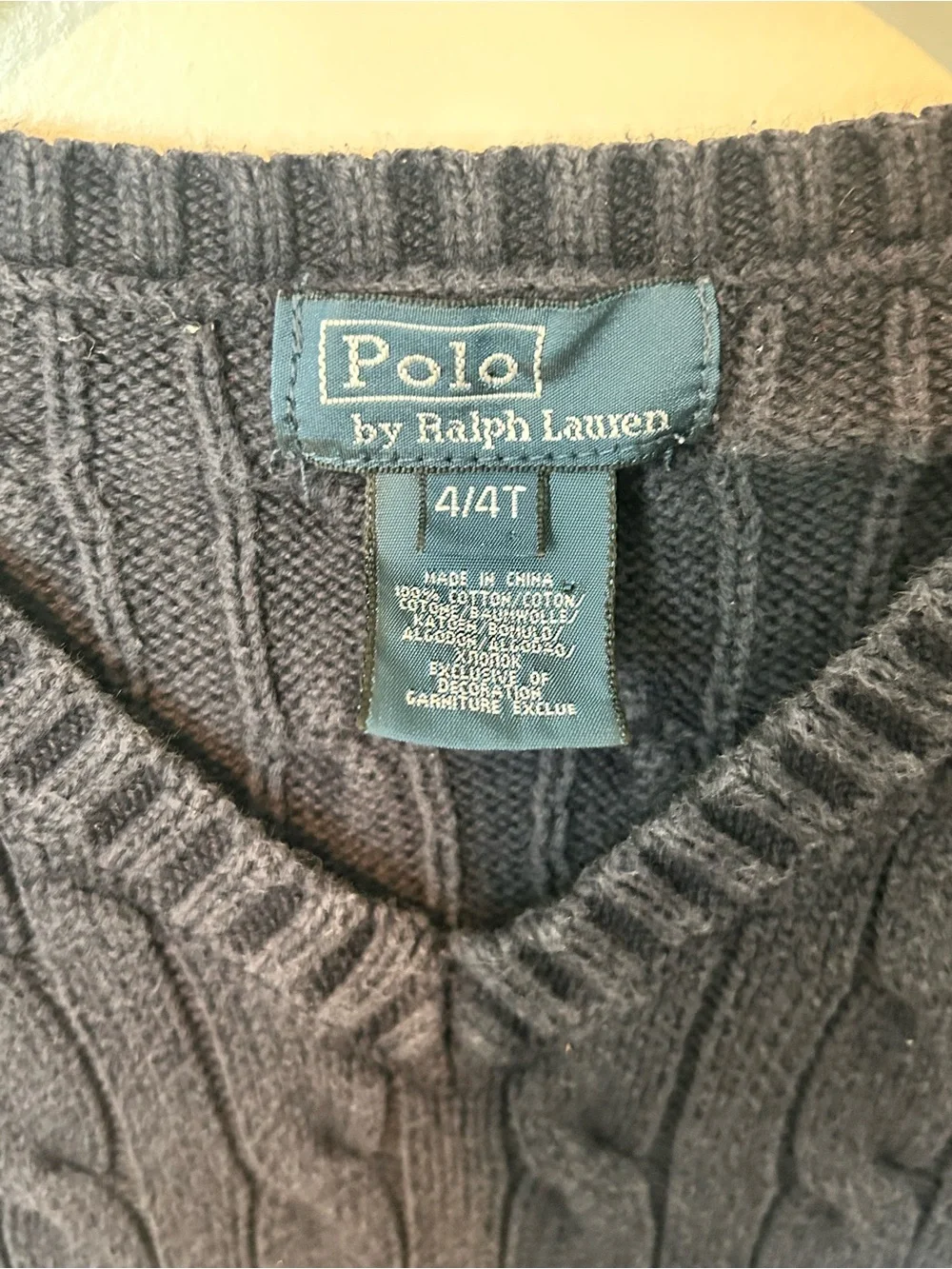 Polo Ralph Lauren Navy Cable Knit V-Neck Sweater Vest Boys 4